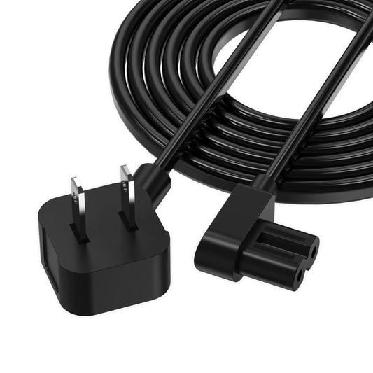 AGVEE 10ft TV Power Cord 90 Degree Angled L-Shaped UL Listed 2-Prong AC Power Cable IEC C7 C8 Compatible with Samsung LG Sony Insignia Apple TV LCD LED Vizio Roku JBL Partybox Black